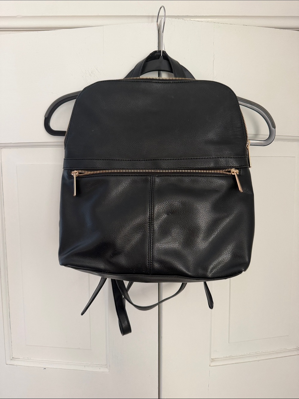 Classic Black Women's Backpack with Gold Hardware